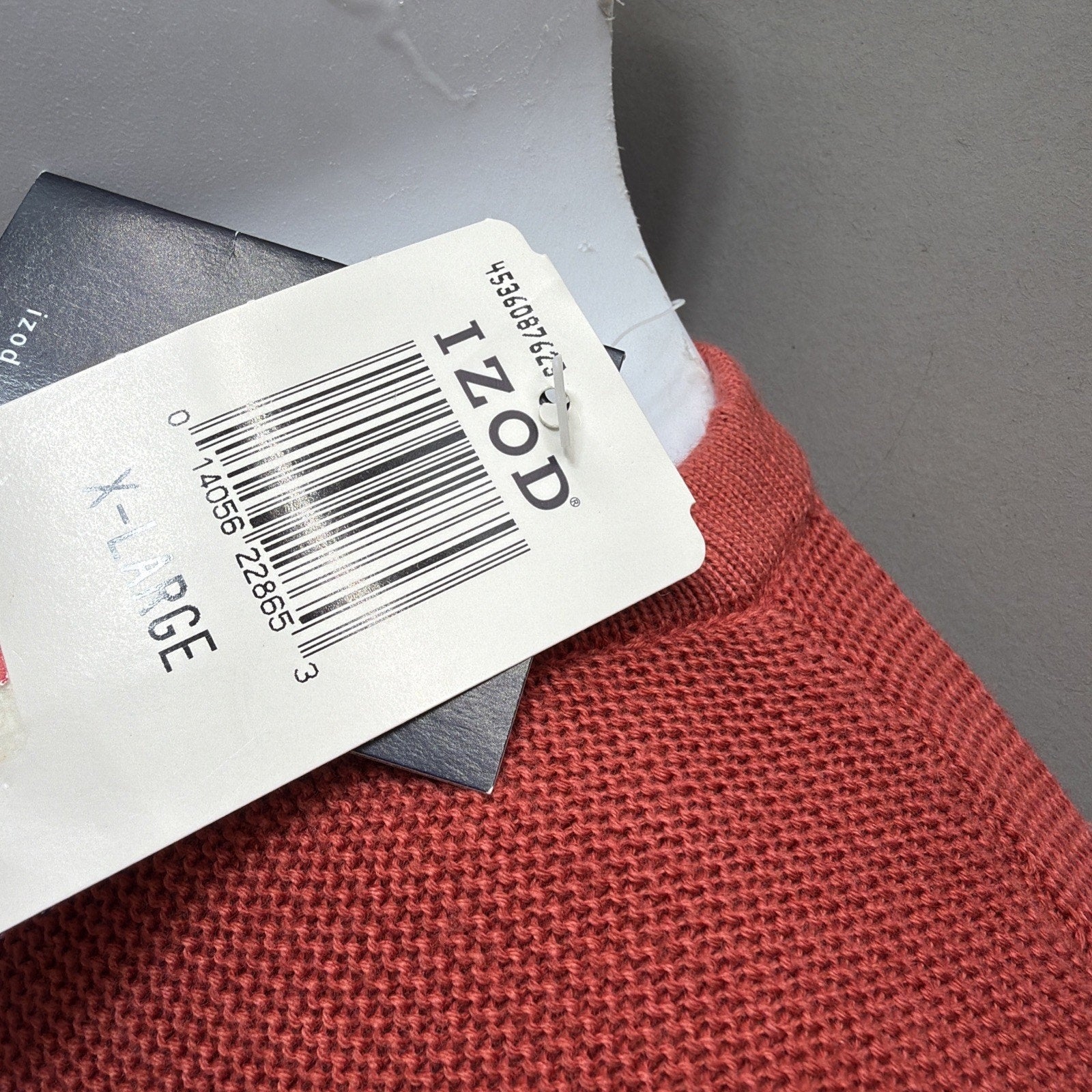 NWT IZOD Men’s XL Coral Orange 100% Cotton Textured Knit Crewneck Sweater