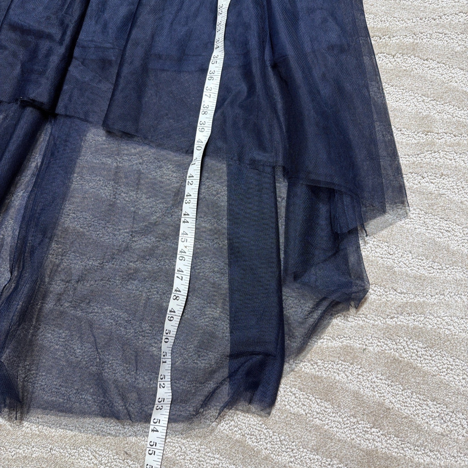 BeryLove L Navy Sequin High Low Formal Dress Sleeveless V Neck Tulle NWT