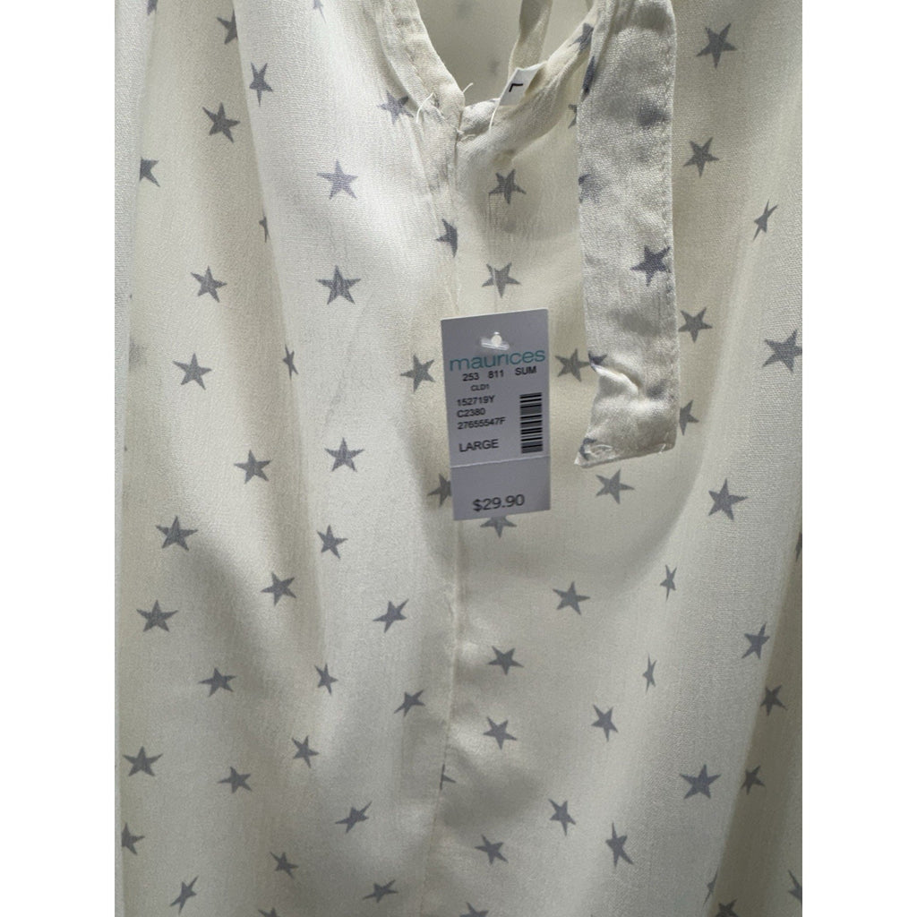 Maurices Ivory Gray Stars Halter Top Boho Ruffled Women’s Size Large NWT