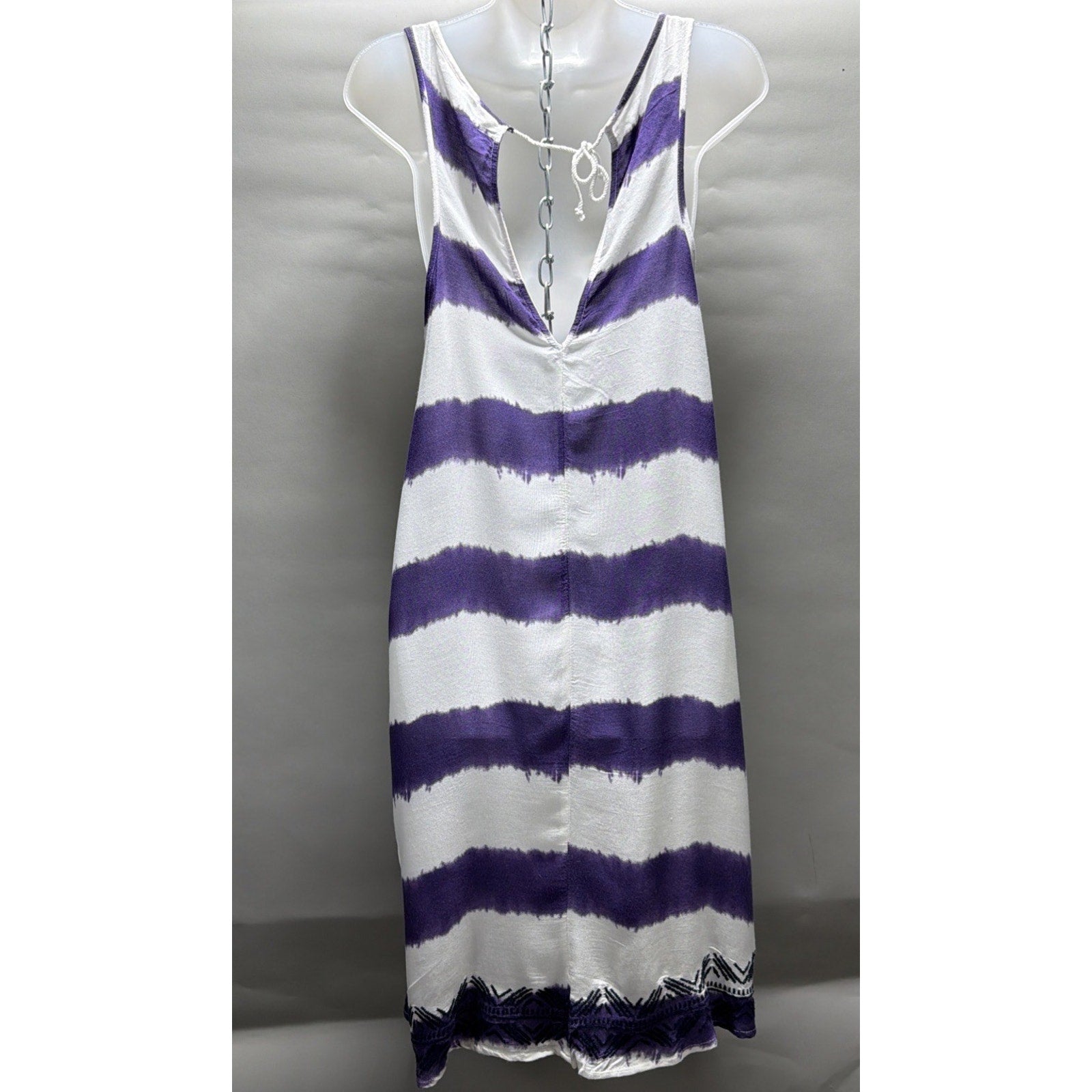 Roxy Mini Dress Women's L White Purple Aztec Boho Beach Flowy Tank NWT