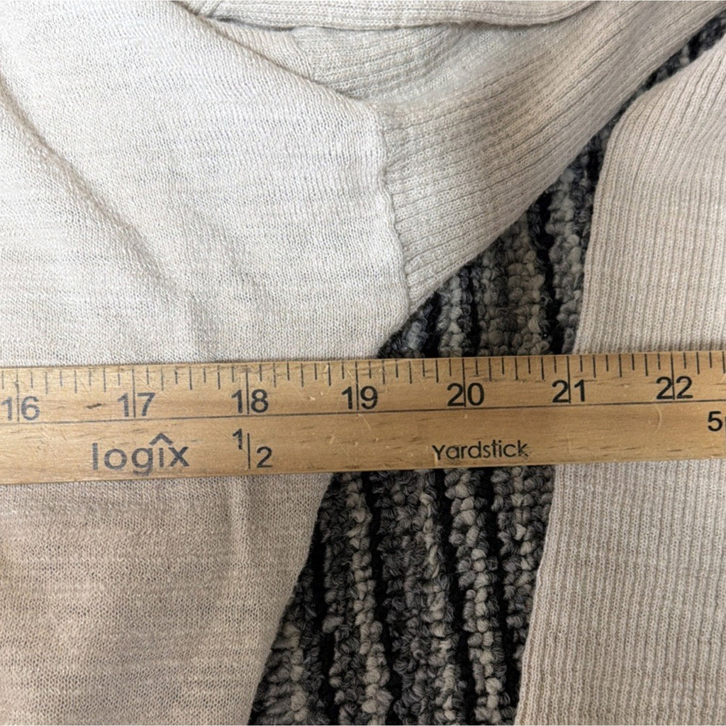 Ann Taylor LOFT Lounge Long Open Front Cardigan Sweater Sz M Ivory Pockets