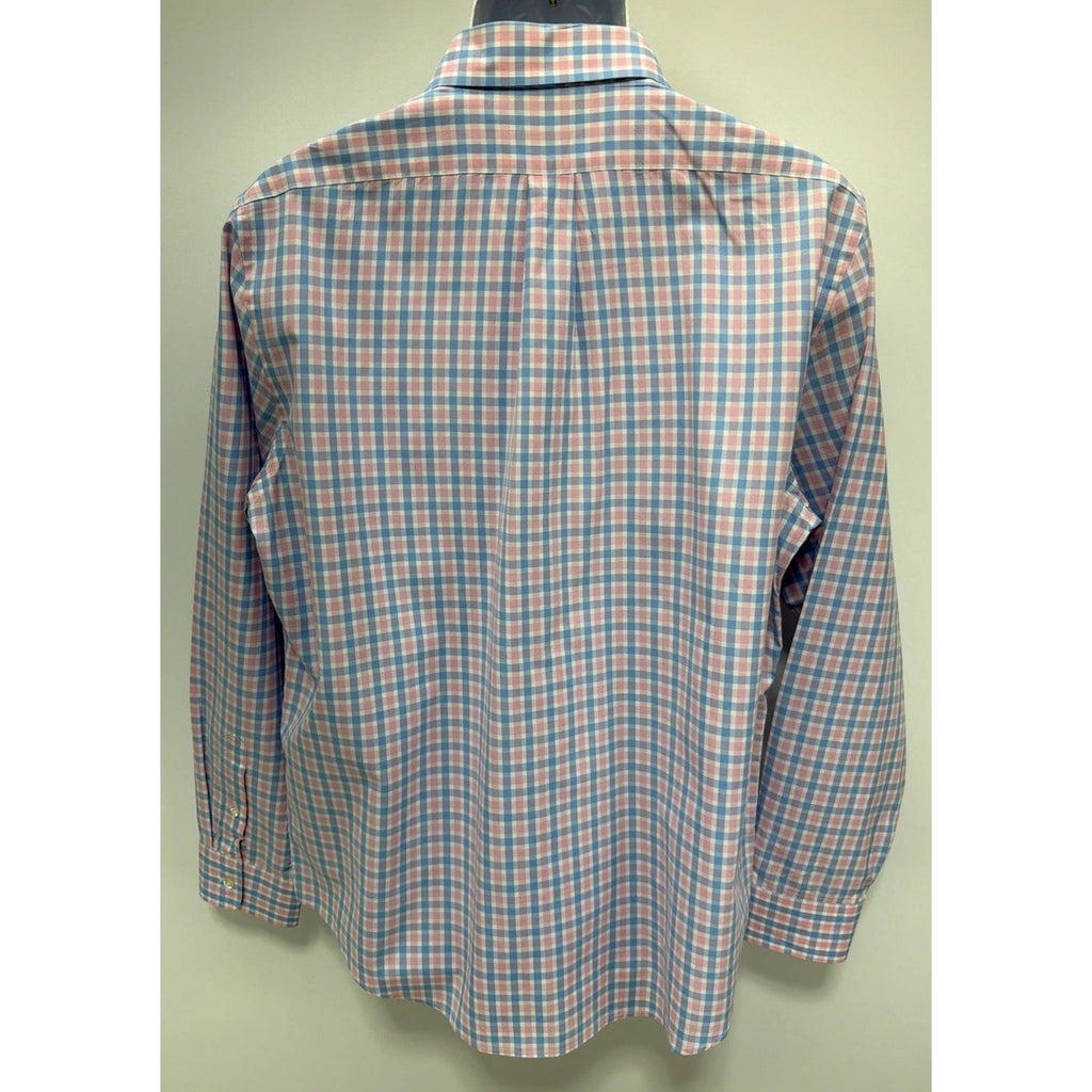 Vineyard Vines Plaid Slim Fit Tucker Shirt L Large Blue White Pink Button Up