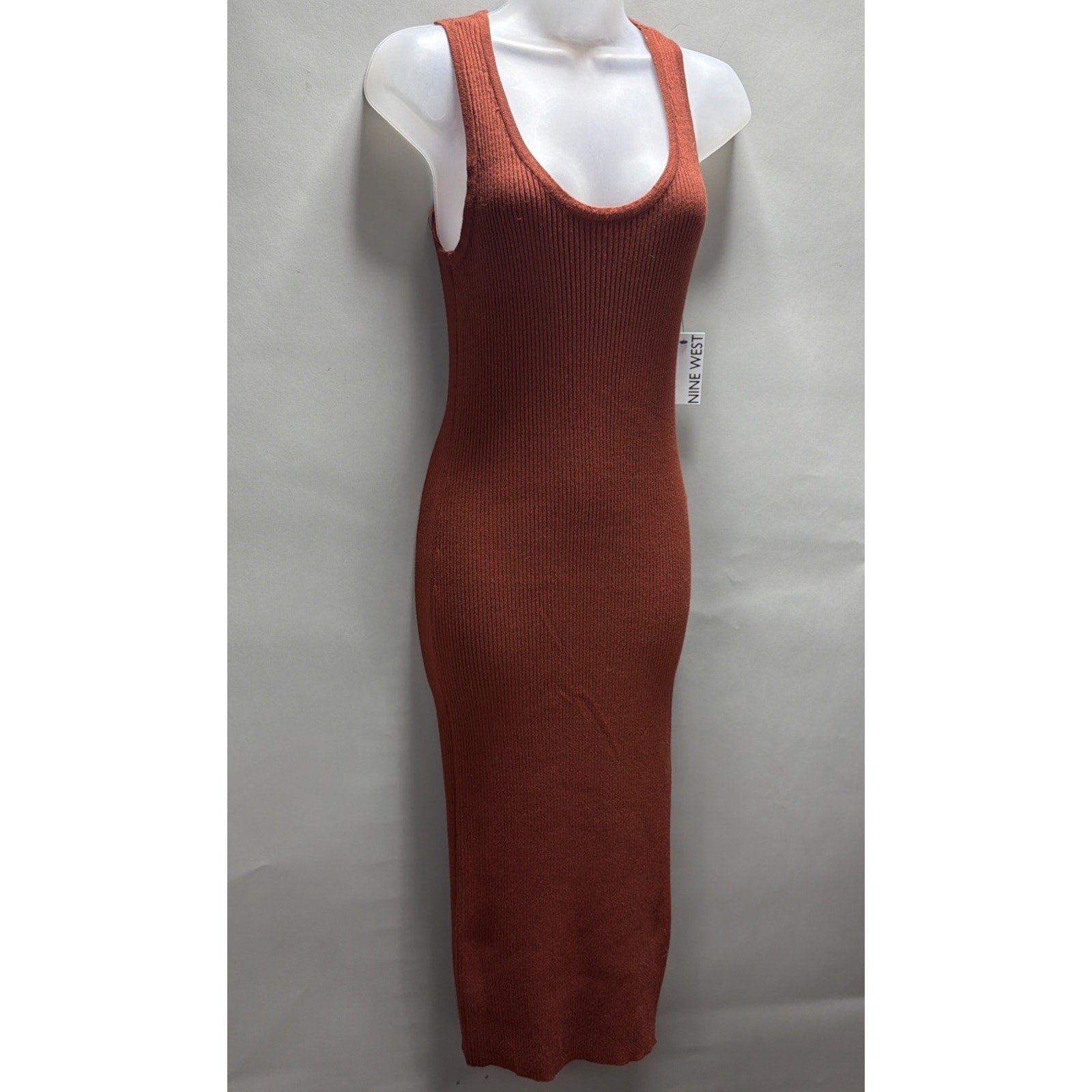 NINE WEST Ribbed Sleeveless Dress Stretch Womens L NWT