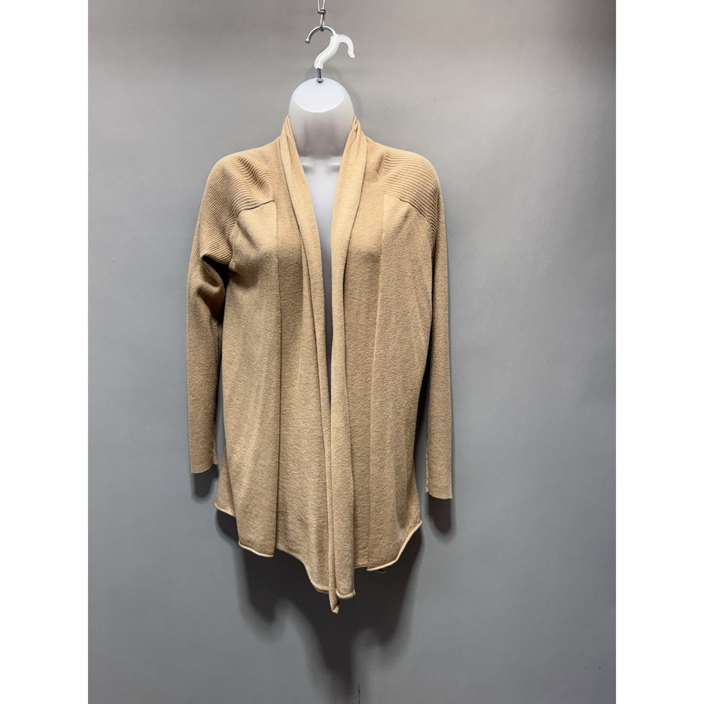 Stylus Tan Cotton Wool Blend Cardigan Sweater Open Front Women’s Size Medium