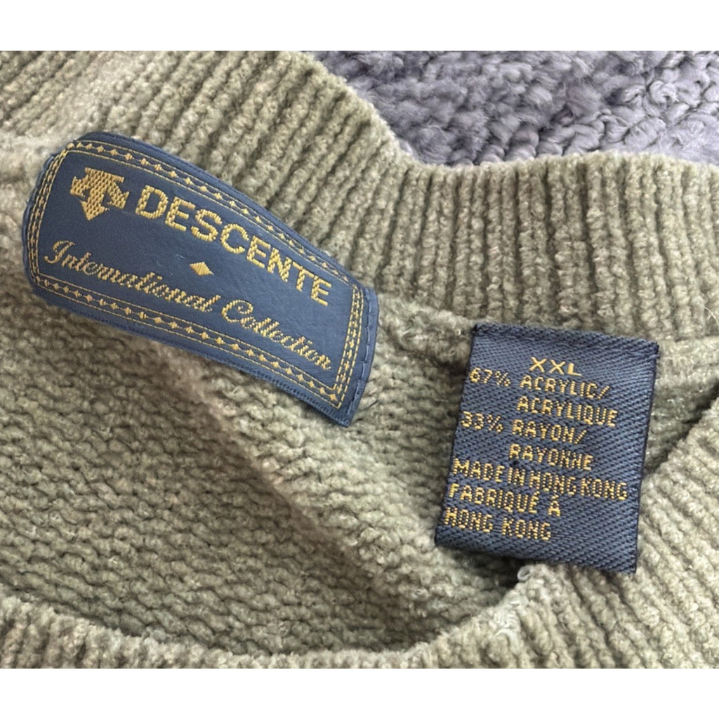 Vintage Descente International Collection Green Mens Knit Sweater XXL