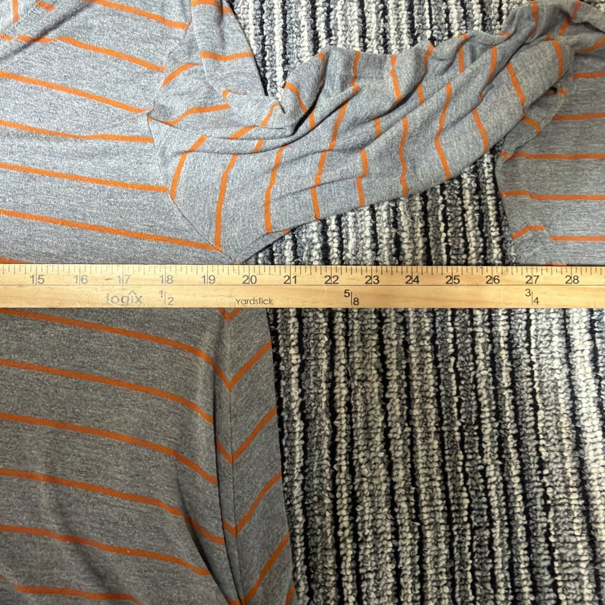 Matilda Jane Wind Song Tee Tunic Top Grey Orange Striped Size Large