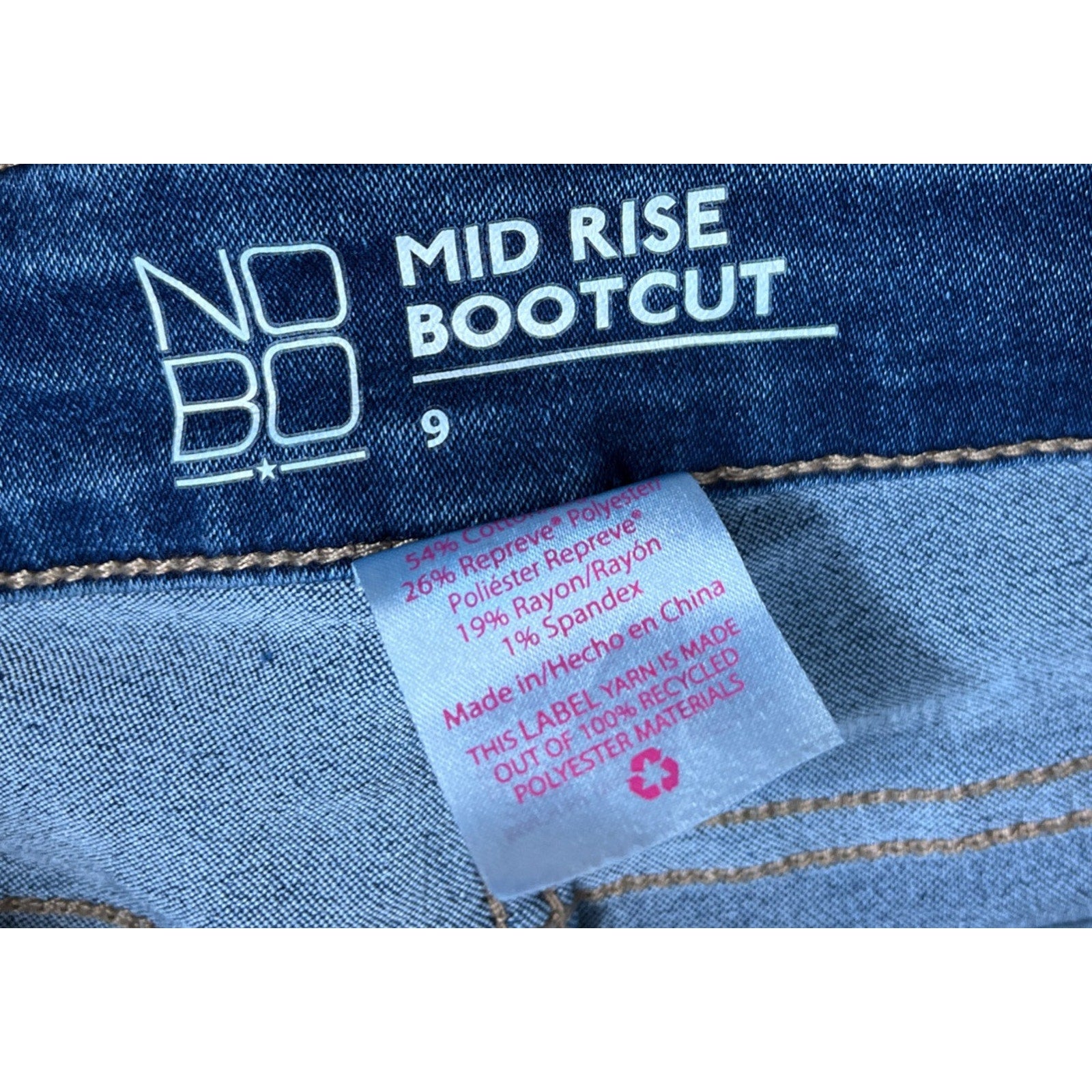 No Boundaries Mid Rise Bootcut Women's size 9 Medium Blue Denim Jeans 27x30