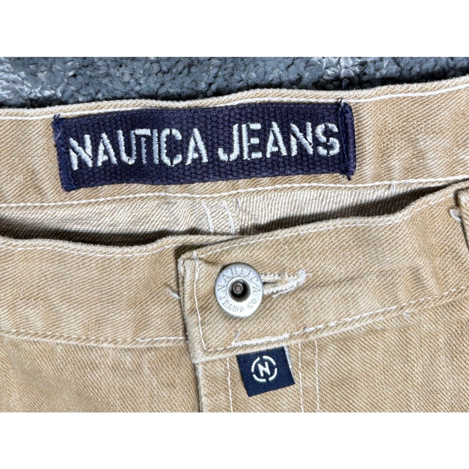 Vintage Nautica Jeans Men 40x32 Skater Grunge Baggy Biege Made USA Classic 90s