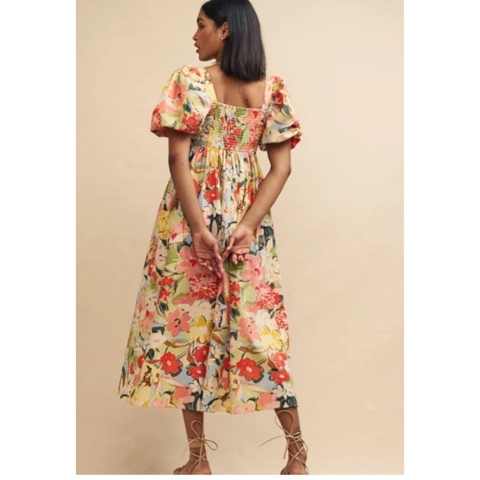Nobody's Child Nova Mykonos Bloom Midi Dress NWT Size 10 New Organic Cotton