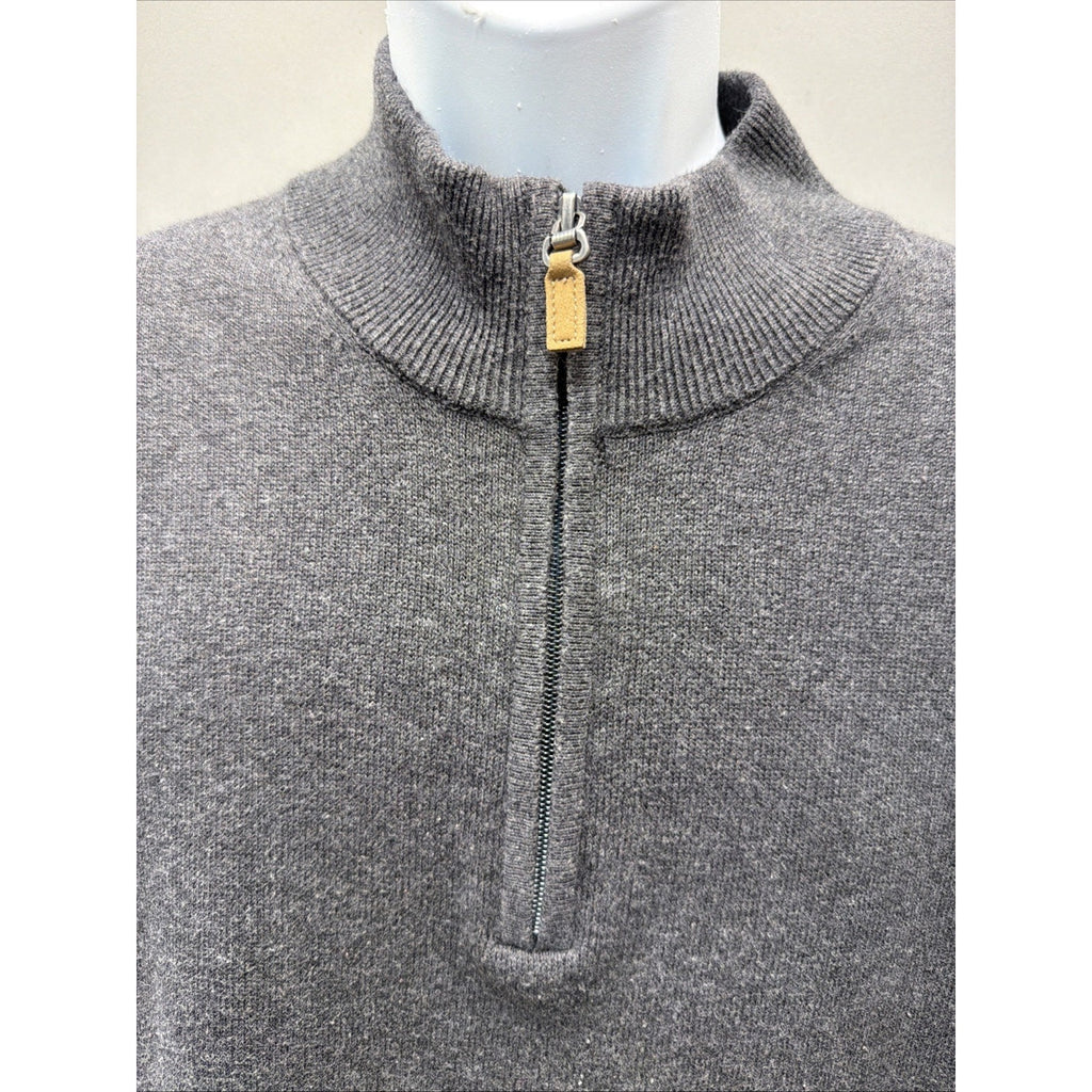 Roundtree & York Sweater Mens Large Gray 1/4 Zip Pullover Preppy Casual
