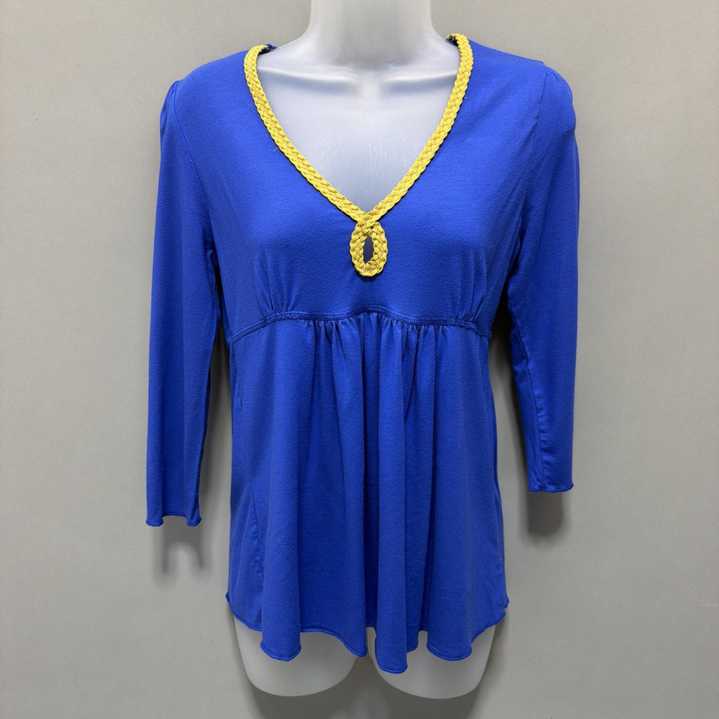 Boston Proper Womens Blue Sz S Stretch Jersey Knitted Top Blouse