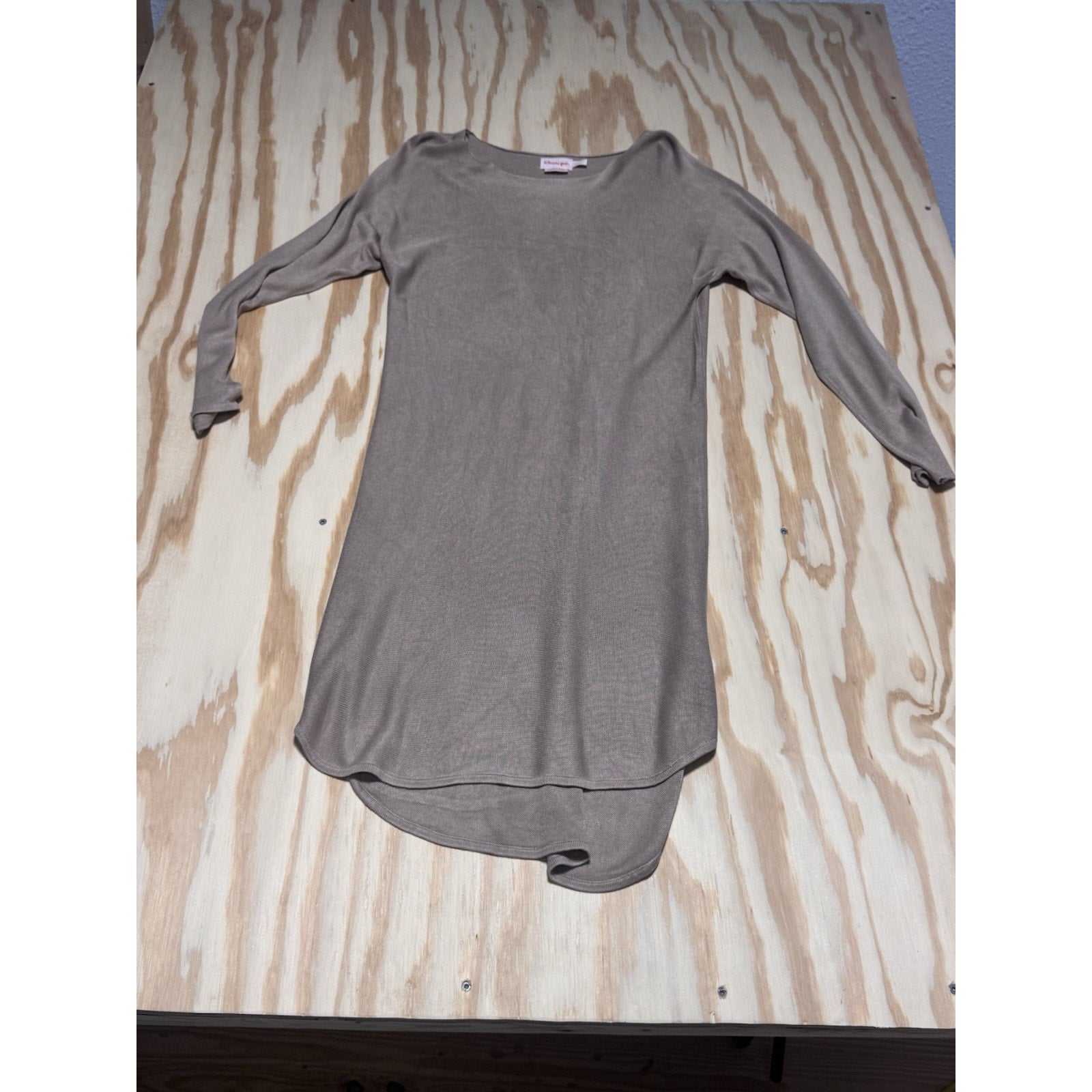 Showpo Beige Pullover Ribbed Long Sleeve Australian Dress Women’s Size 6
