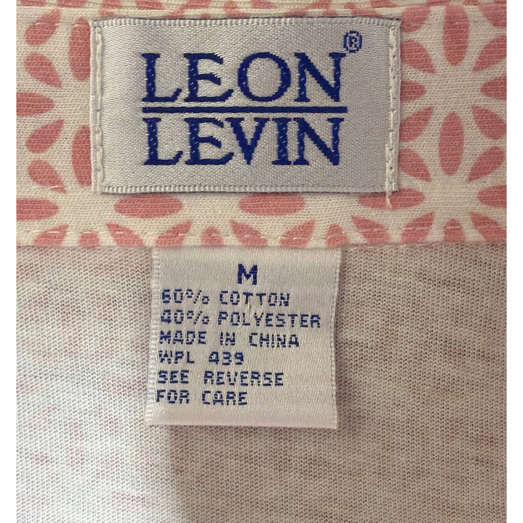 Leon Levin Women's Medium Polo Shirt Short Sleeve Pink And White Pattern Golf
