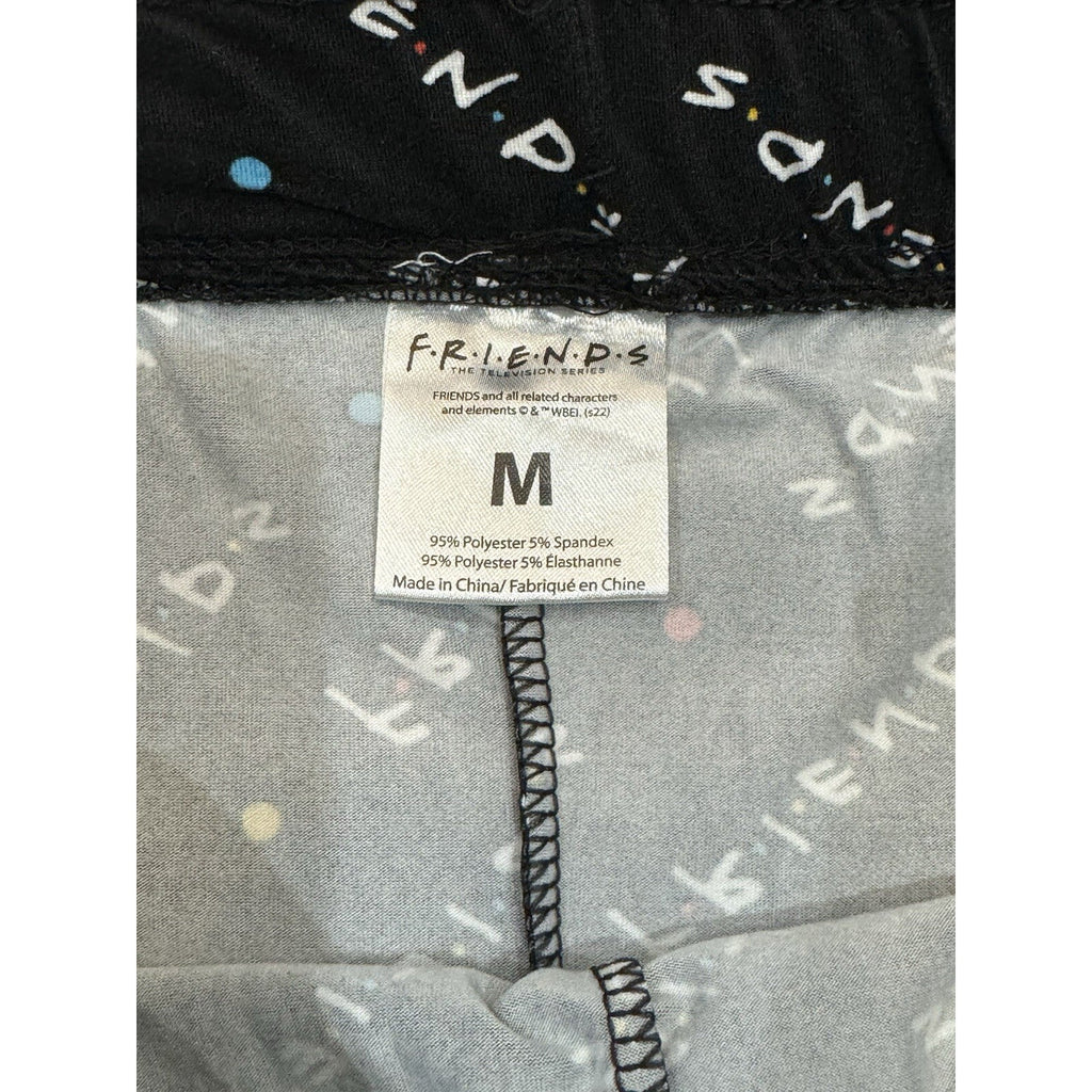 Friends Logo Comfy Lounge Pants Black Drawstring Waist Cotton Women's Size S