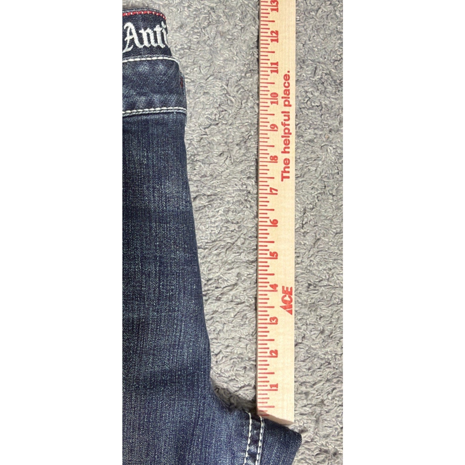 Antique Rivet Jeans Rhinestone Studded Denim 36 High Rise Thick Stitch NWT