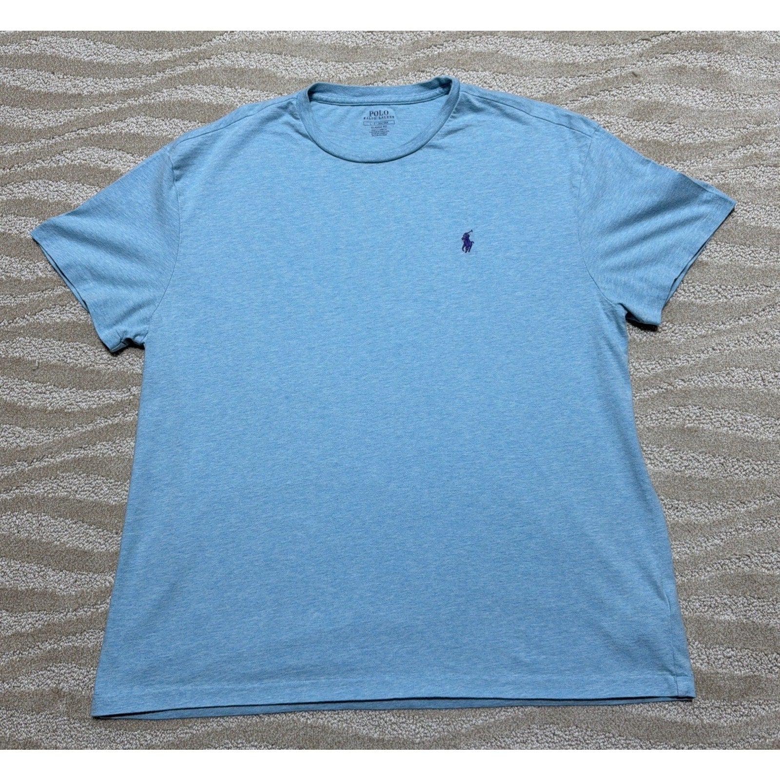 Polo Ralph Lauren Classic Fit Blue Cotton Crew Neck Men's L Short Sleeve T-Shirt