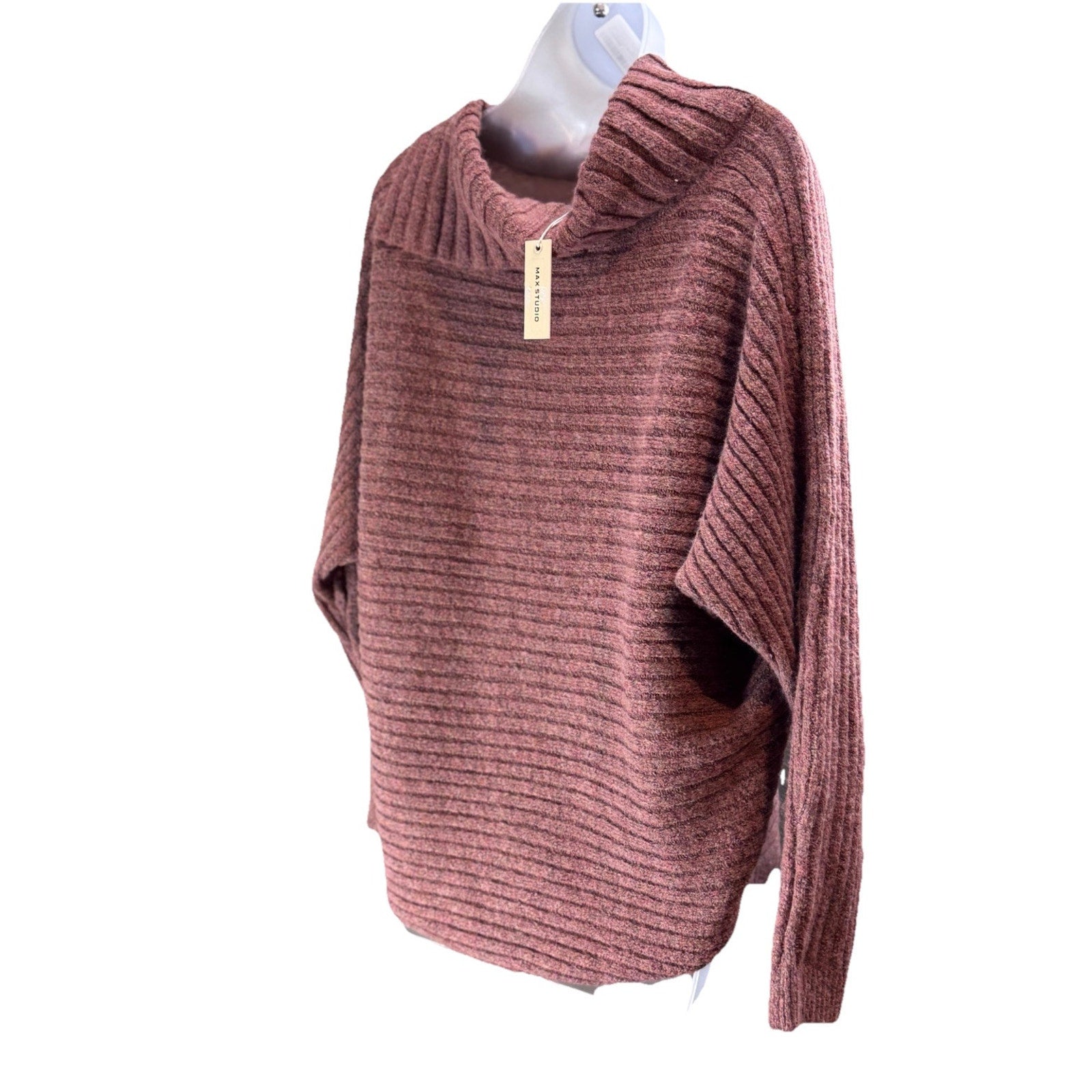 MAX STUDIO Rose Sweater Dolman Sleeves Women’s Size Small Split Cowl NWT