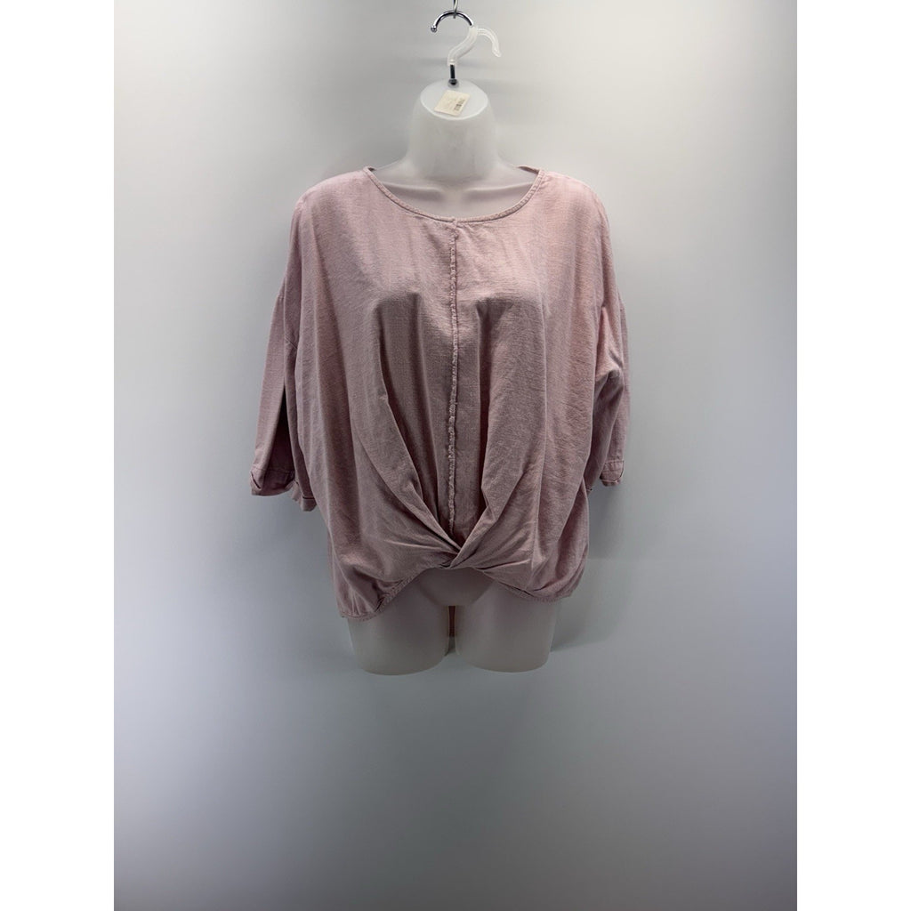 Umgee Women's Dusty Rose Long Sleeve Twist Detail Knit Top Size S Oversized Boho