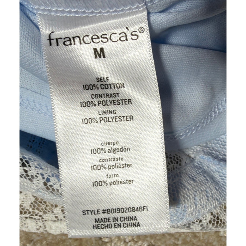 Francesca’s Connie Blue and White Tiered Lace Mini Skirt NWT, Women's Size M