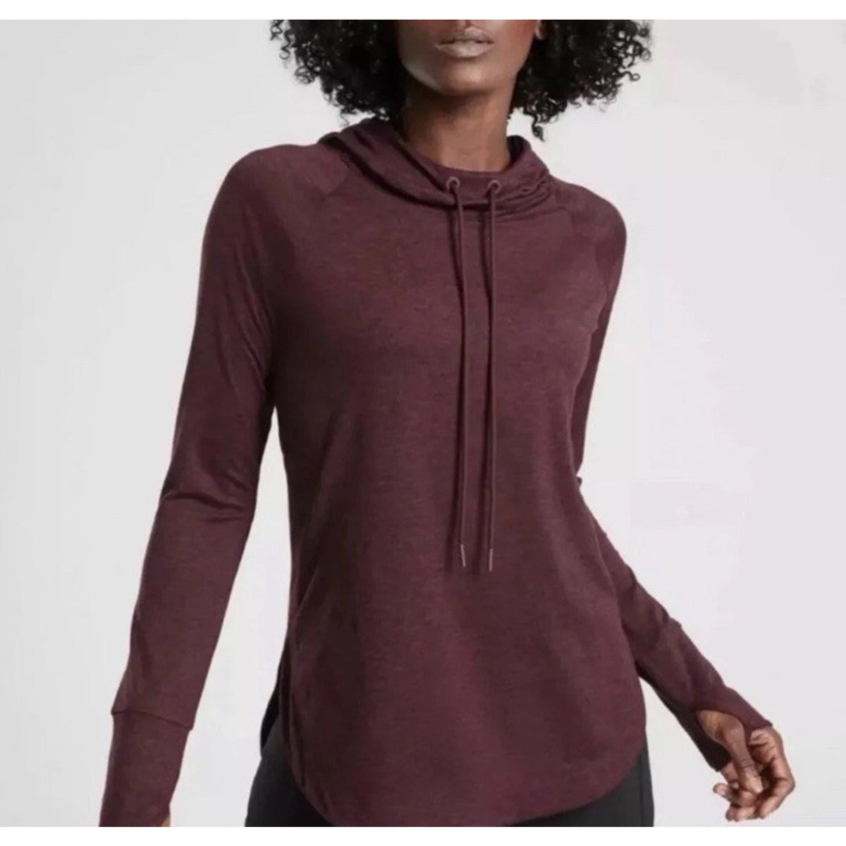 Athleta Uptempo Hoodie Sweatshirt Burgundy Red Stretch XS Sport Gym Run