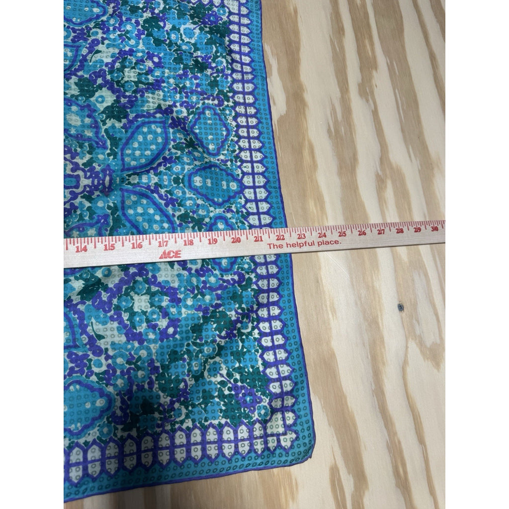 Vintage Vera Neumann Silk Scarf Blue Purple Medallion Japan Hand Rolled 22 Retro