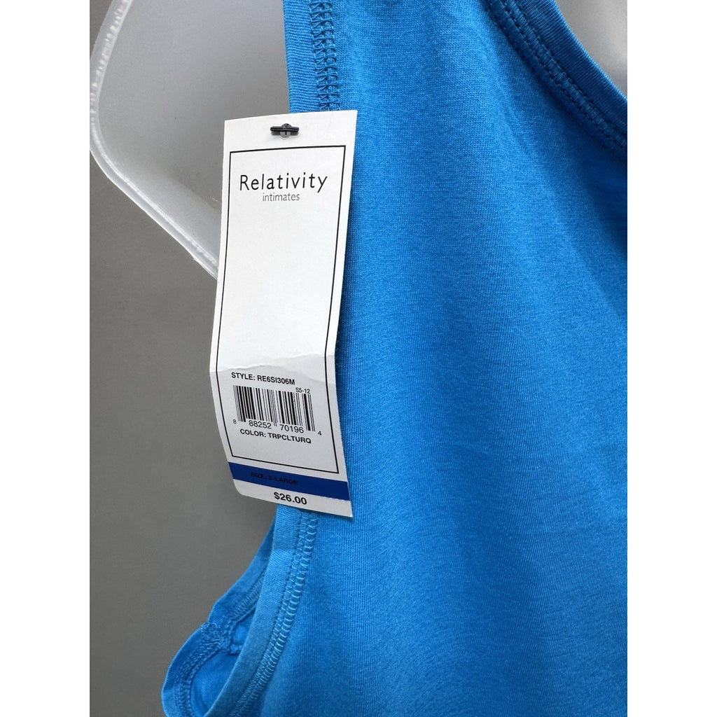 NWT Relativity Tank Top XL Blue Sleeveless Pocket Casual Stretch Knit Women