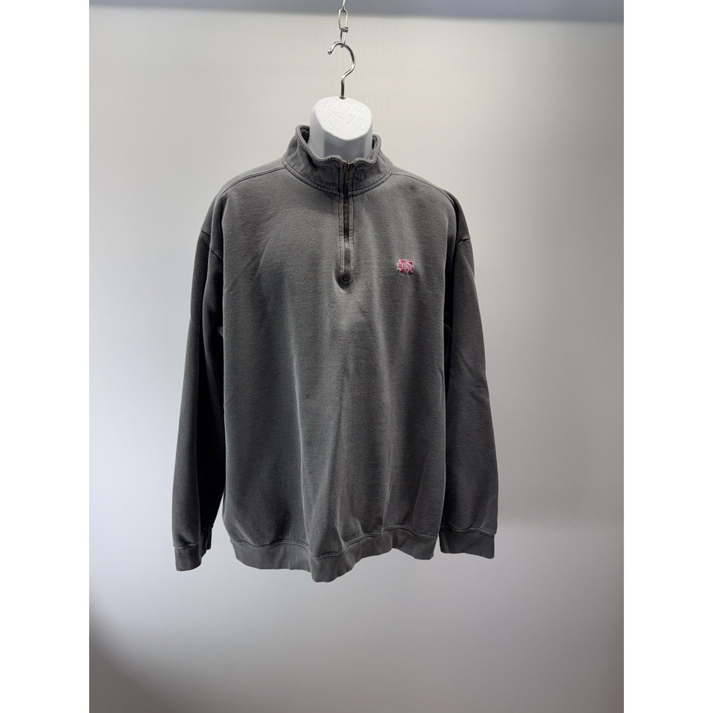Mississippi State 1/4 Zip MSU Gray Pullover Size Men’s X-Large see Stain Pic