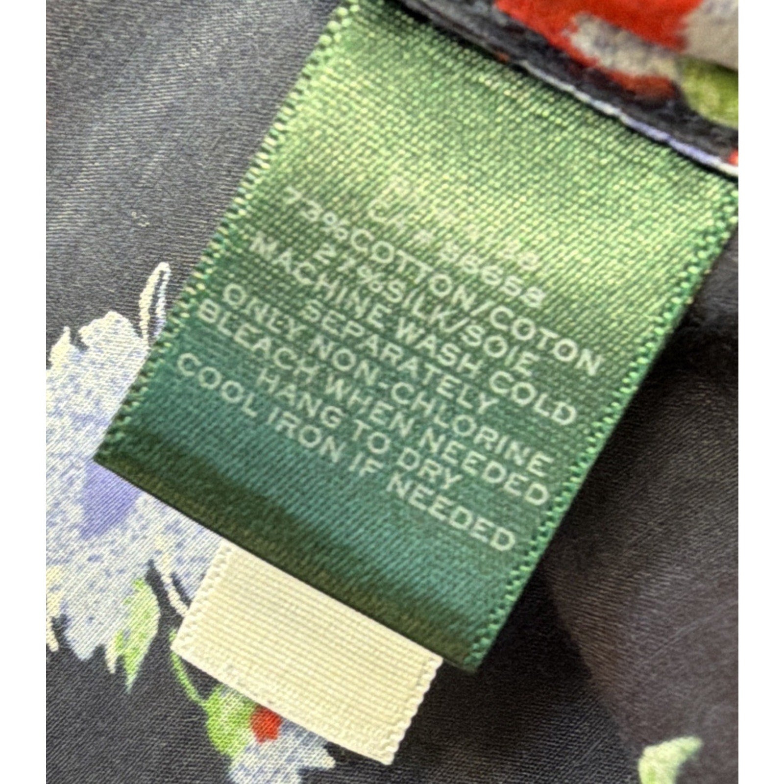 Lauren Ralph Lauren Sz M Blouse Button Down Shirt Long Sleeve Silk Blend Floral