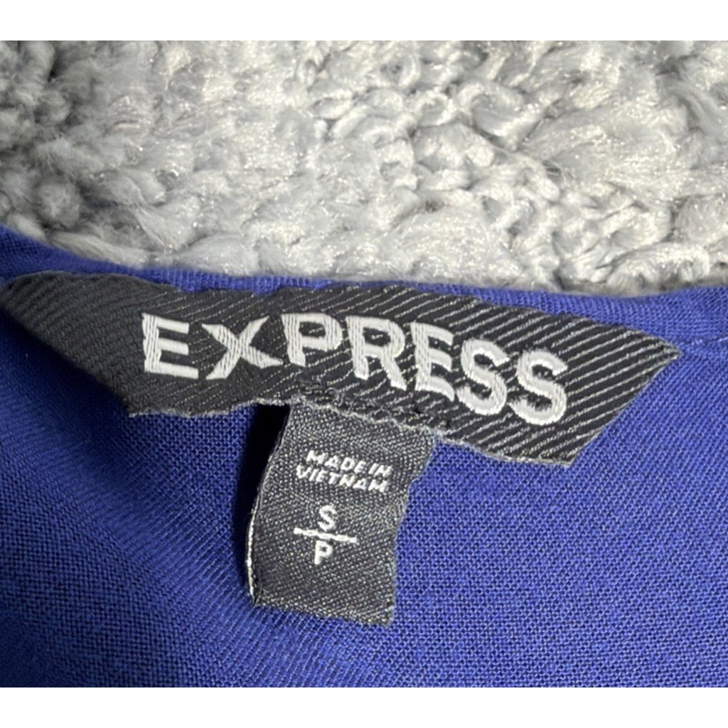 Express Women's Size Small Blue Crochet Detailed Sleeveless Babydoll Fit Dress