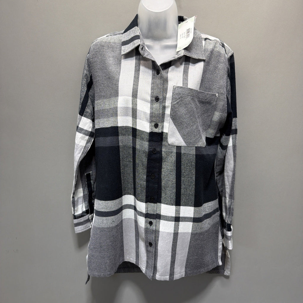 New WOMAN'S Small K.E.R.E.N HART Long Sleeve Button Up Flannel Shirt Pockets