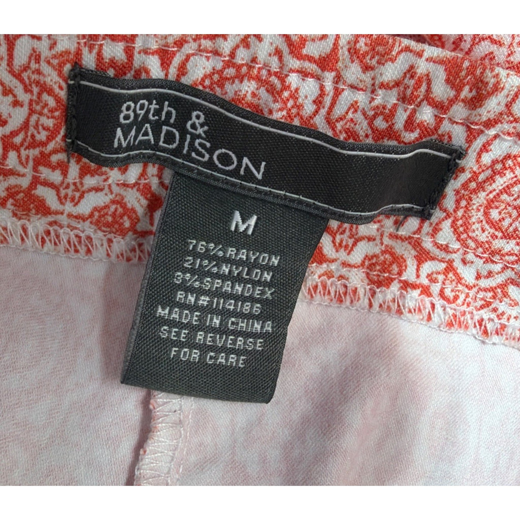 89th & Madison Women's Cropped Stretch Pull On Pant Crosshatch Sz M