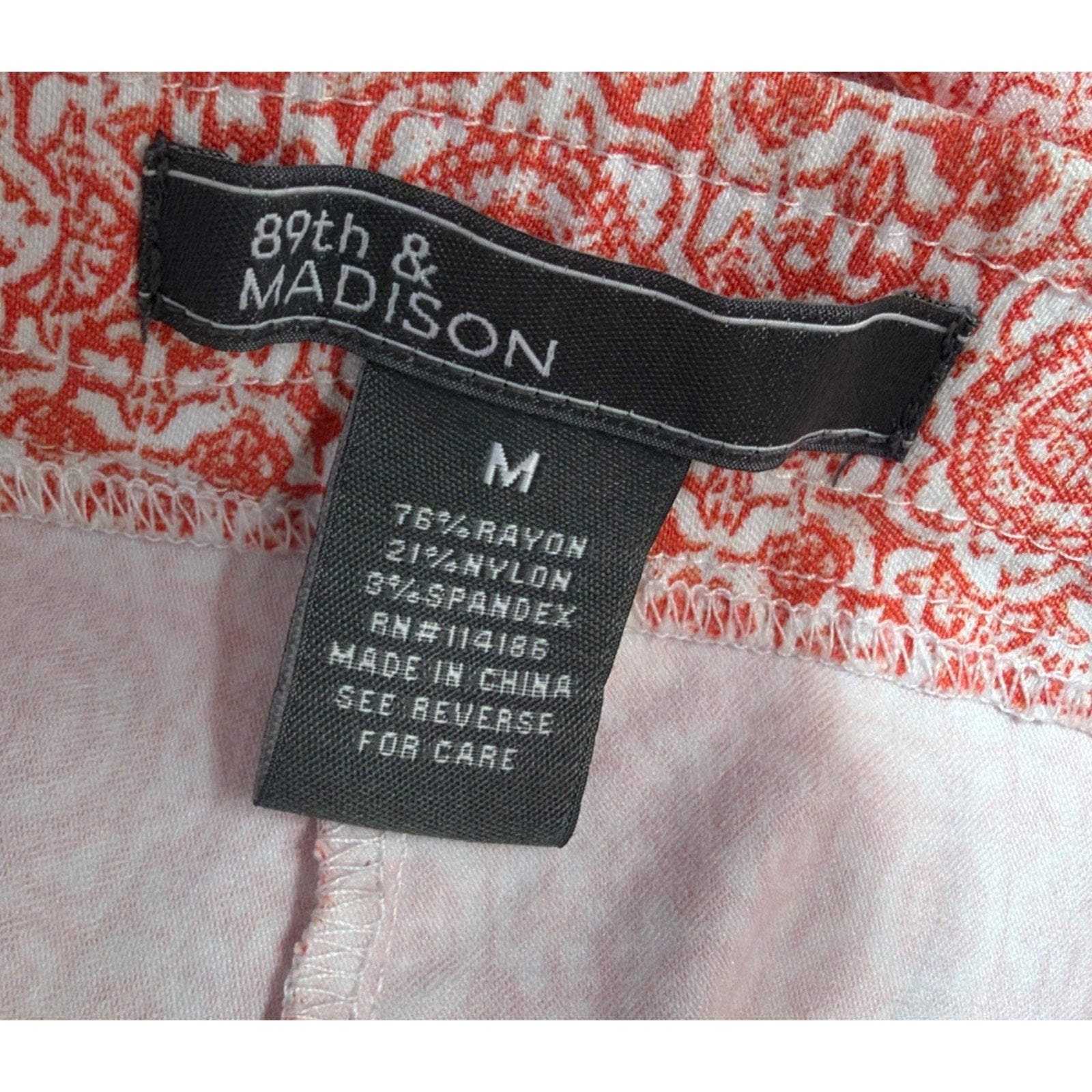 89th & Madison Women's Cropped Stretch Pull On Pant Crosshatch Sz M