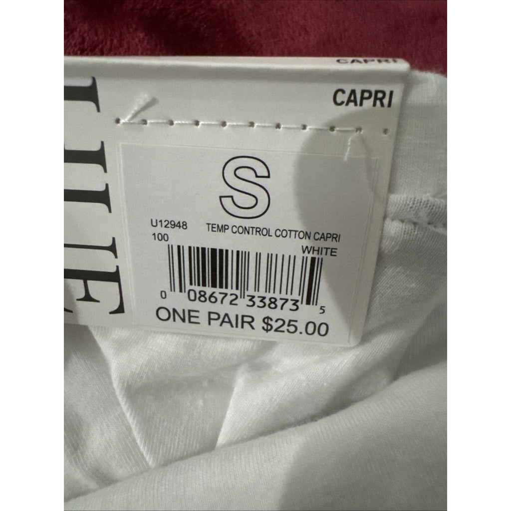 HUE White Ultra Temp Control Cotton Capri Leggings S Small U12948 Stretch Waist