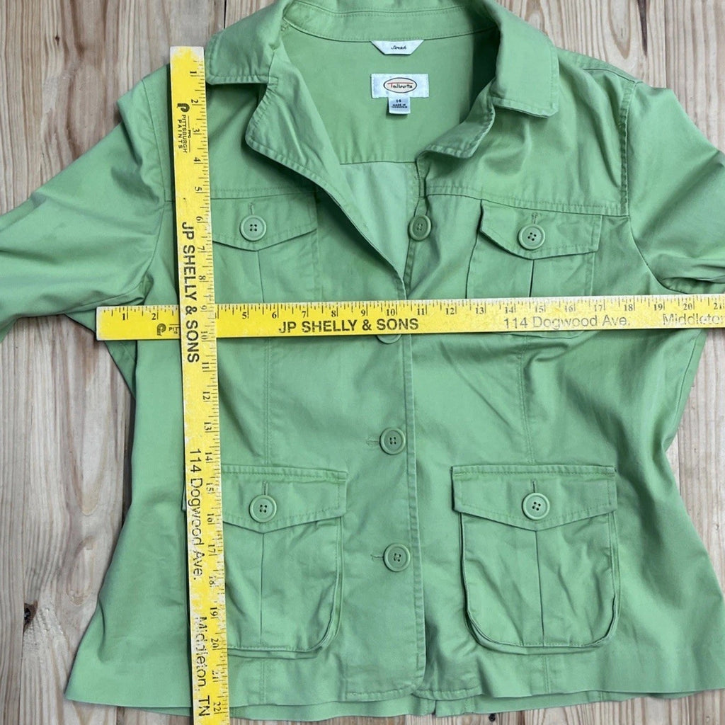Womens Green TALBOTS Stretch Cotton Safari Utility Jacket 14