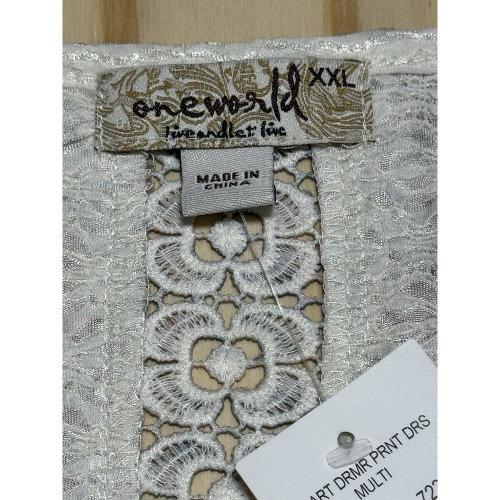 OneWorld Women’s XXL Sleeveless Printed Sharkbite Hem Dress Boho Stretch NWT