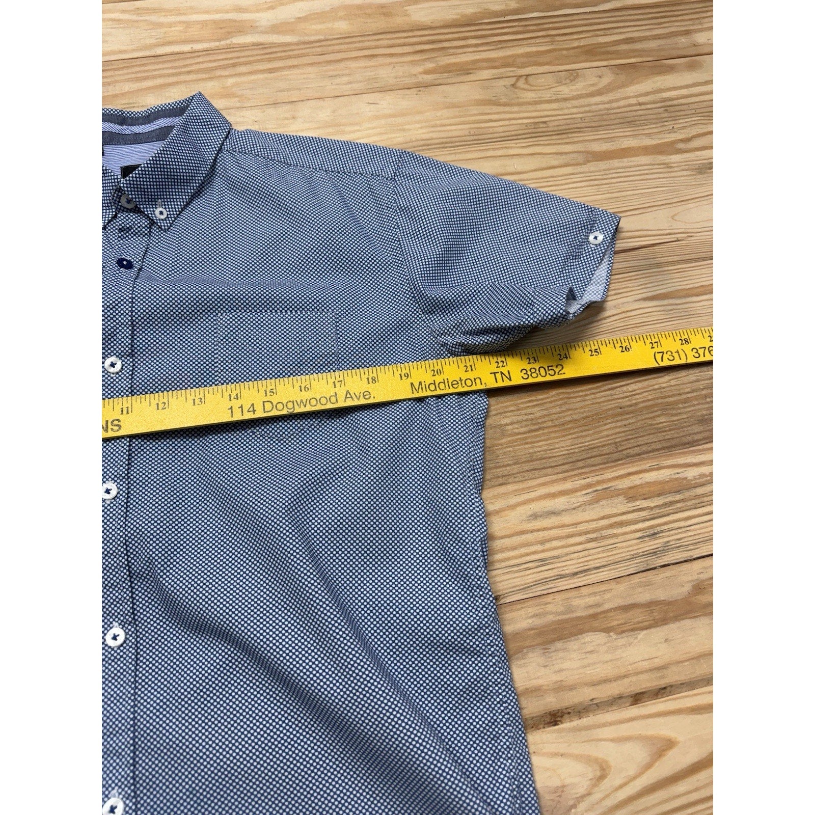 Steel & Jelly London Men Large Blue White Short Sleeve Athletic Fit