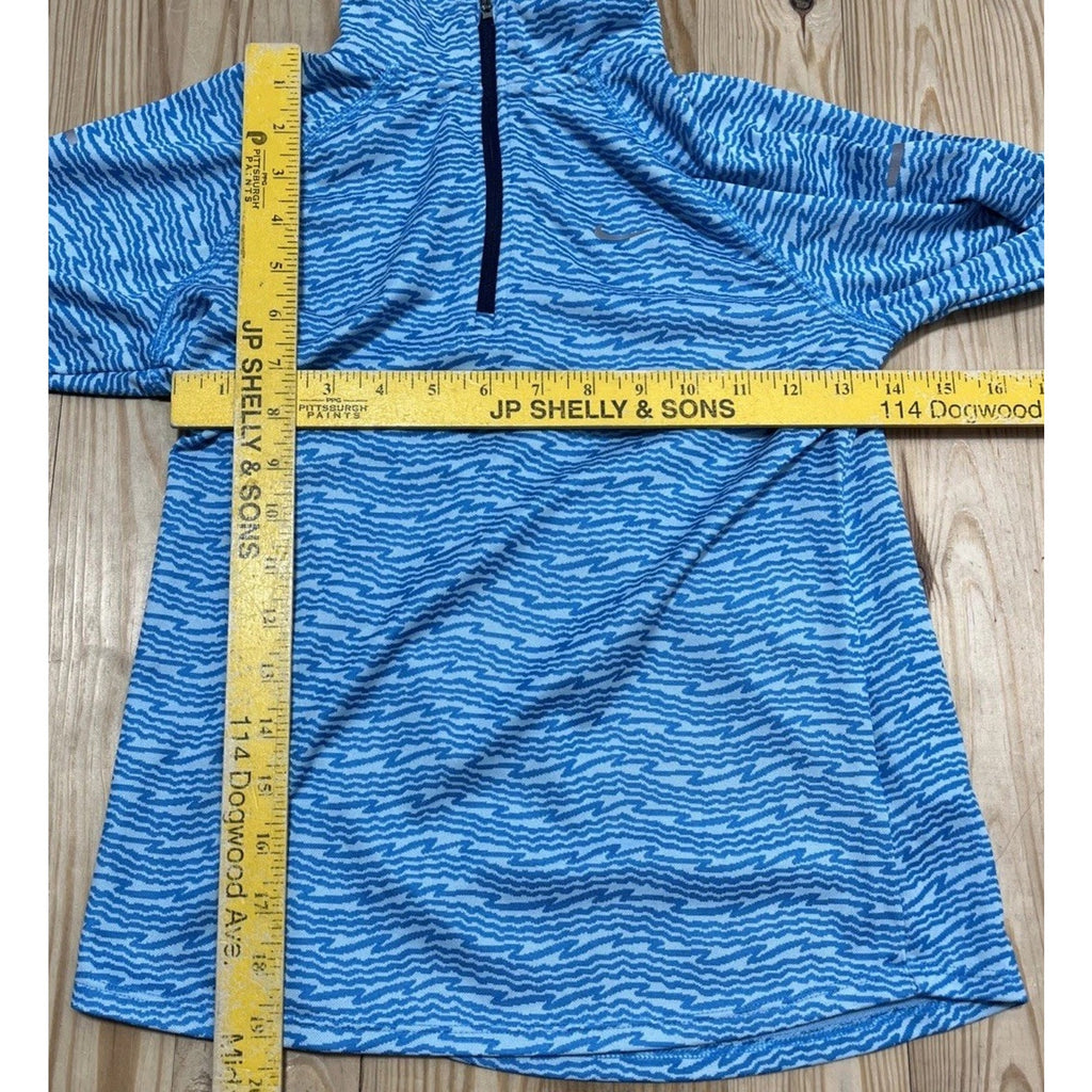 Nike Youth Girls Long Sleeve Running Shirt Blue Athletic Zip Dri Fit L