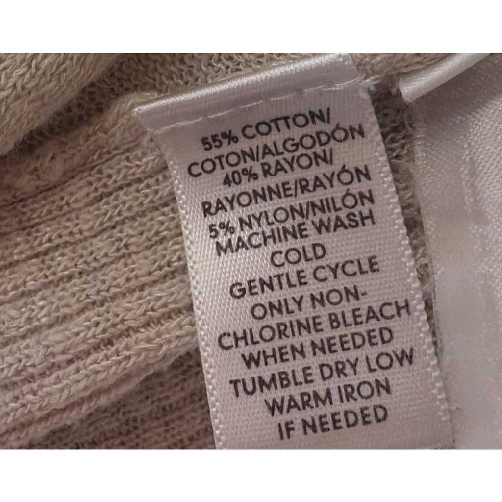 Ann Taylor LOFT Lounge Long Open Front Cardigan Sweater Sz M Ivory Pockets