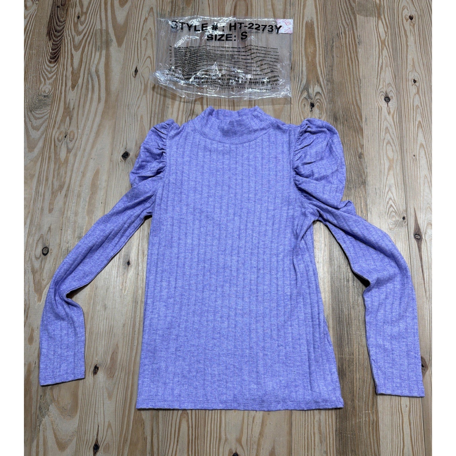 Zenana Raised Rib Puff Sleeve Top Size Small New