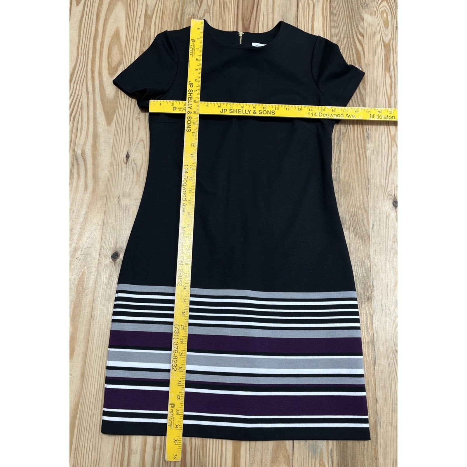 Calvin Klein Women's Striped-Hem A-Line Zip Up Dress Size 6