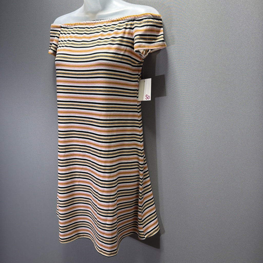 SO Womens Medium Ribbed Off-Shoulder Stretchy Mini Dress NWT