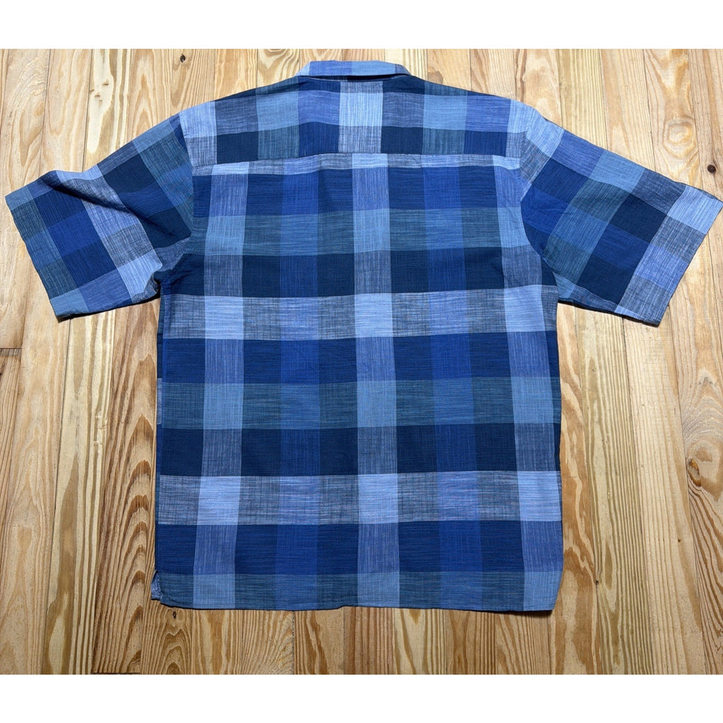 Trust Linen Men's Button Down Blue Plaid Camp Shirt Size Big 4X
