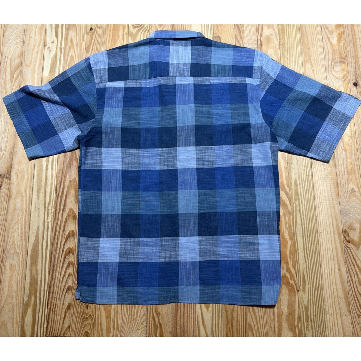 Trust Linen Men's Button Down Blue Plaid Camp Shirt Size Big 4X