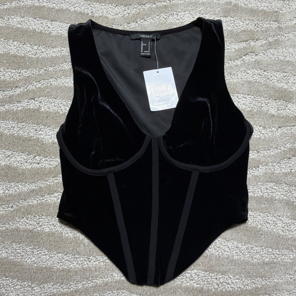 Forever 21 Velvet Bustier Crop Tank Stretch Size Small NWT