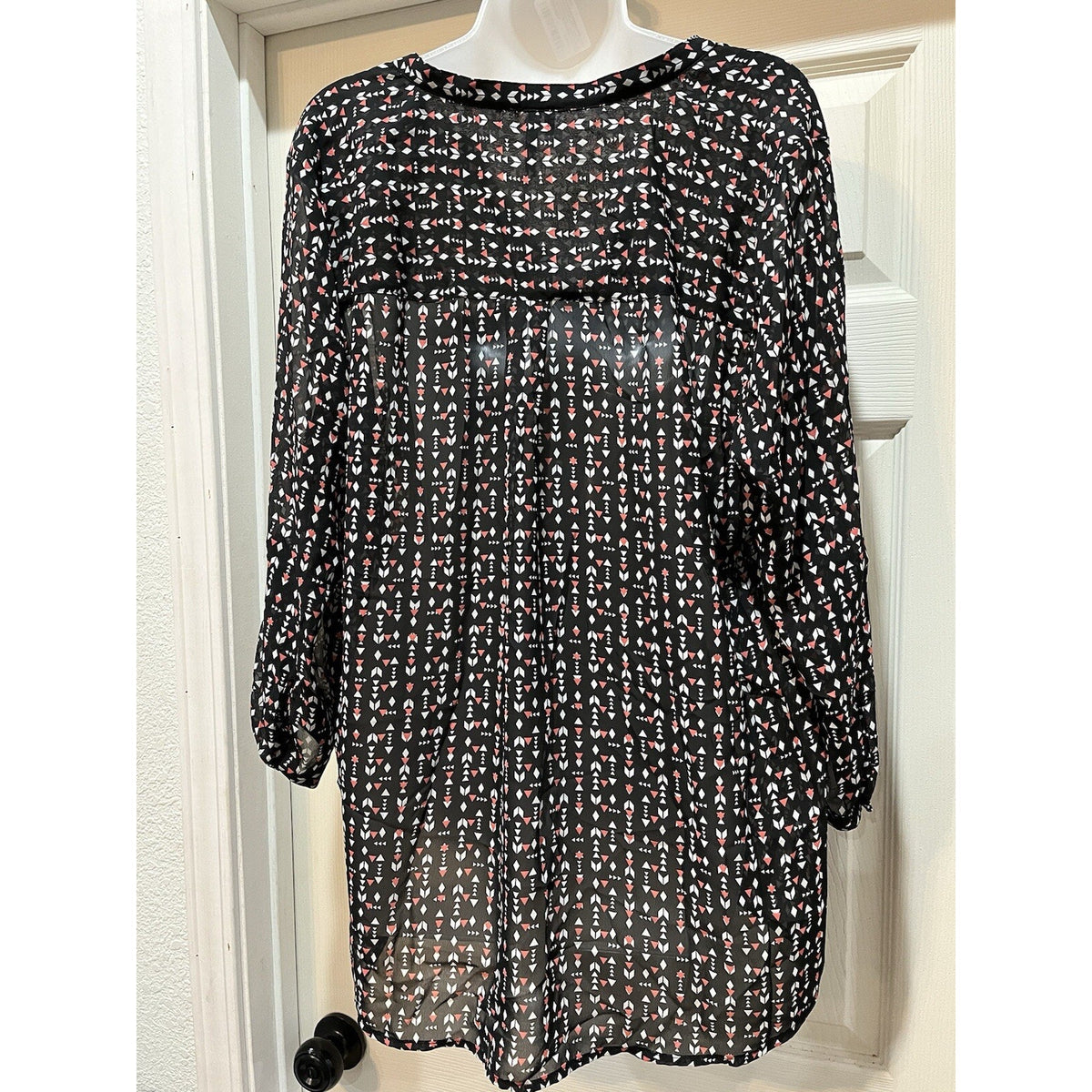Maurice's Sheer Black Coral Confetti Lightweight Blouse Women’s Size XXL