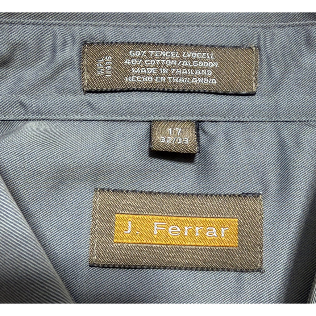 J. Ferrar Dress Shirt Mens Sz XL 17-17.5 Tencel Green Long Sleeve Button Up NWT