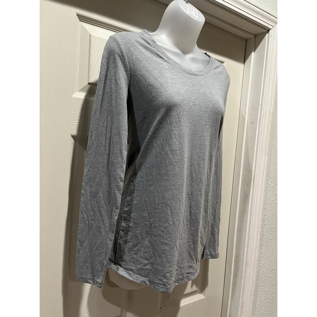 NOBO No Boundaries Women's Sz L Gray Ribbed Knit Long Sleeve Fitted T Shirt