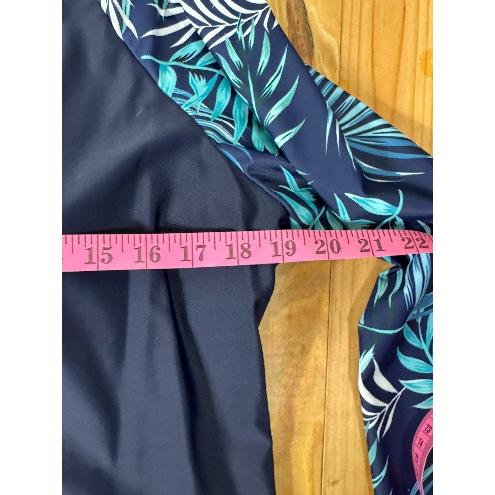 Jasambac Women's 2XL Long Sleeve Floral Tropical Full Zip Swim Top Navy Blue