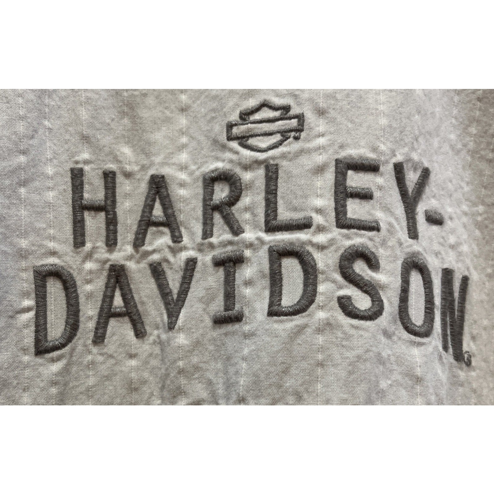 Harley Davidson Men’s White Denim Longsleeve Button Up Bar And Shield Logo XL
