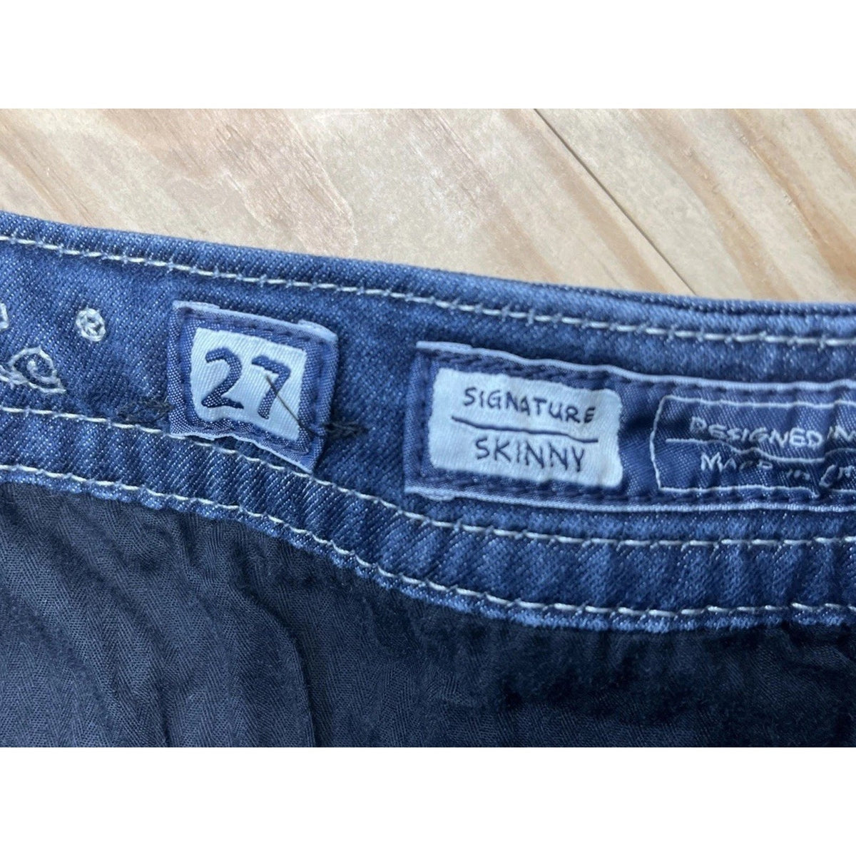 Miss Me Signature Ankle Skinny Low Rise Jeweled Pocket Embellished Jeans size 27